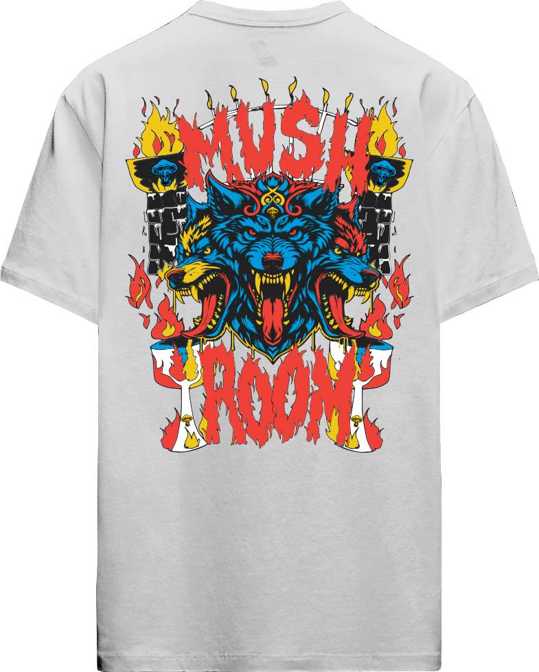 T-SHIRT MUSHROOM WOLF FIRE