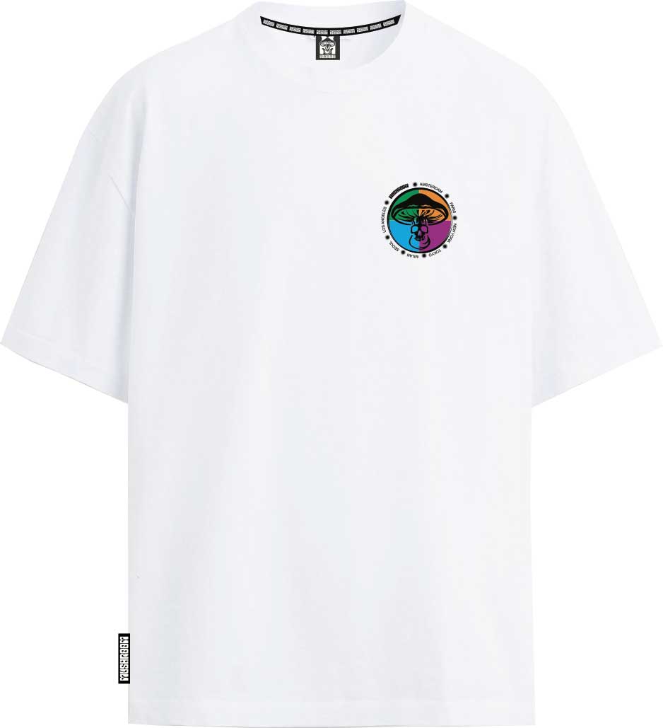 T-SHIRT M/M 100% COTONE COLOR CIRCLE BIANCO