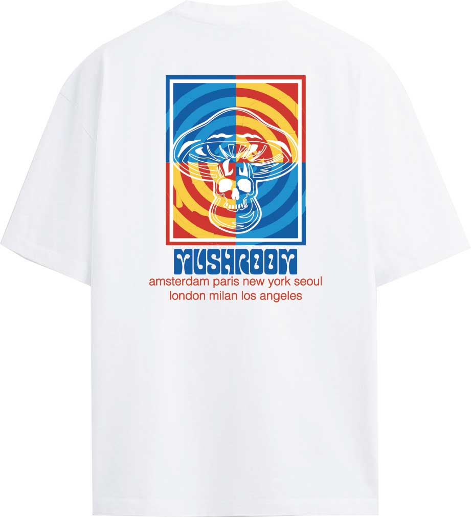 T-SHIRT M/M 100% COTONE ASPIRAL CITY BIANCO