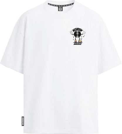 T-SHIRT M/M 100% COTONE MUSIC BIANCO