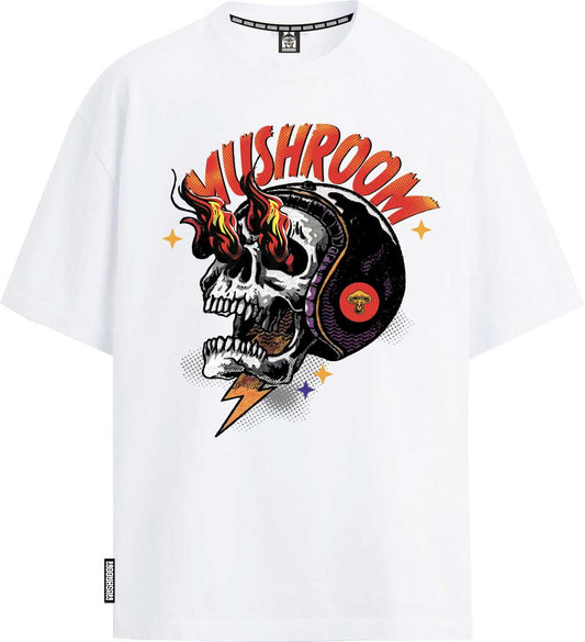 T-SHIRT M/M 100% COTONE HELMET FIRE BIANCO