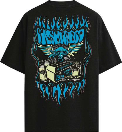 T-SHIRT M/M 100% COTONE ANGEL FLAME NERO