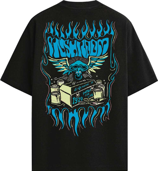 T-SHIRT M/M 100% COTONE ANGEL FLAME NERO