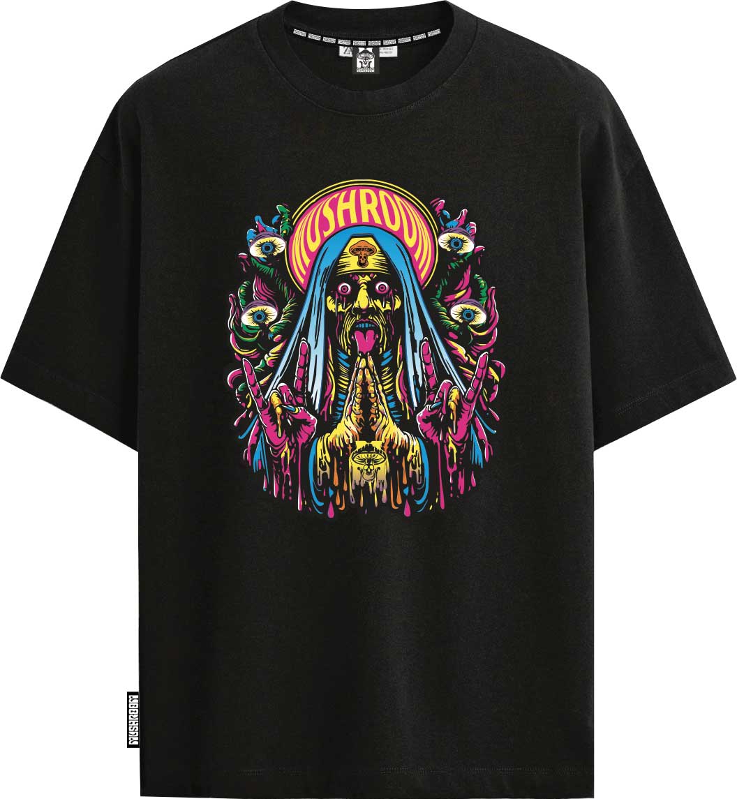 T-SHIRT M/M 100% COTONE LIQUID TRIPPY NERO