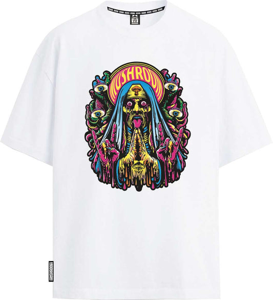 T-SHIRT M/M 100% COTONE LIQUID TRIPPY BIANCO