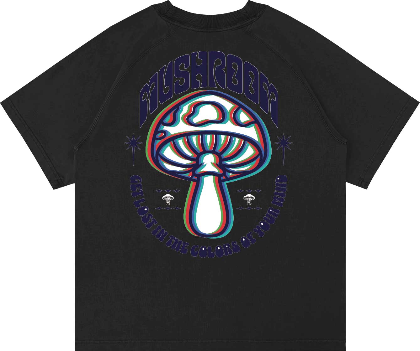 T-SHIRT RAGLAN M/M 100% COTONE COLORS 3D NERO